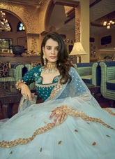 Beautiful Partywear Lehenga Choli in Sky Blue Colour